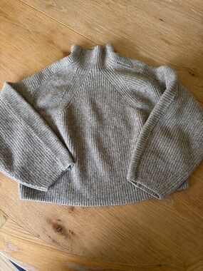 Chunky knit cropped mocked neck sweater